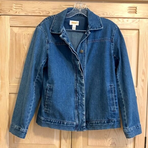 Vintage Denim Jean Jacket Bomber Jacket Boho Chic Classic Talbots - Picture 2 of 8